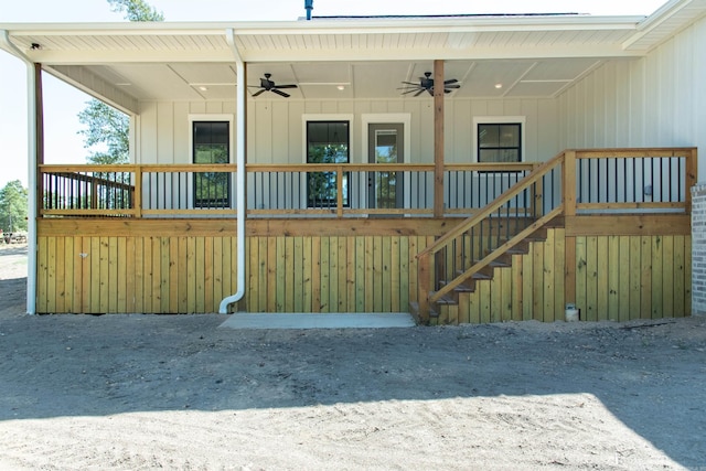 100 Laurie Dr, Mena, AR 71953 - exterior space featuring stairway and a ceiling fan
