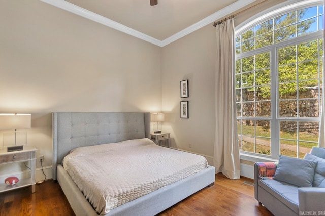 10 Lakewood Park Dr, North Little Rock, AR 72116 - bedroom featuring baseboards, ceiling fan, ornamental molding, and wood finished floors