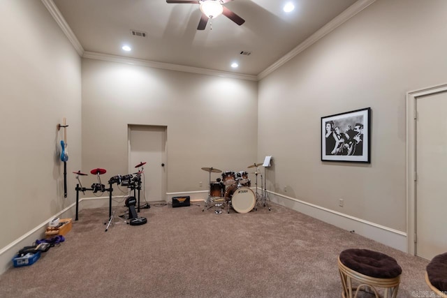 10 Lakewood Park Dr, North Little Rock, AR 72116 - miscellaneous room featuring visible vents, crown molding, and carpet floors