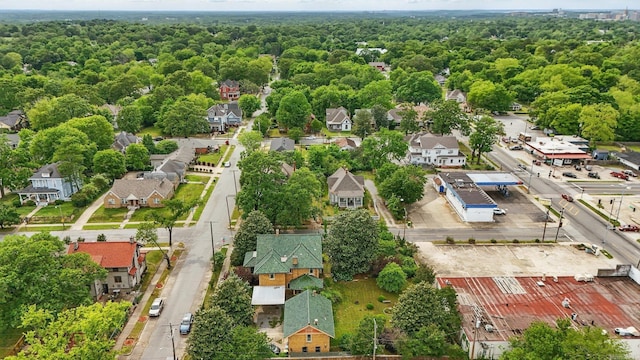 bird's eye view with a view of trees and a residential view