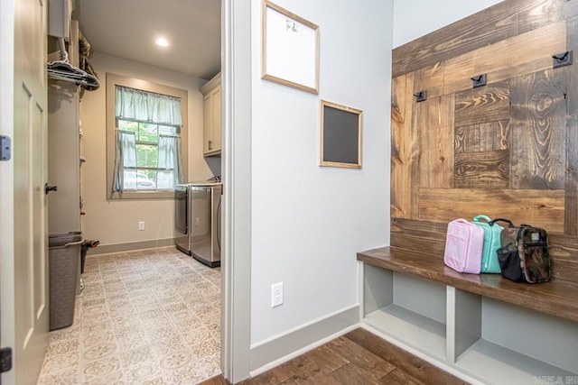 4201 Lovell Ln, Benton, AR 72019 - mudroom featuring baseboards, recessed lighting, and washer and dryer
