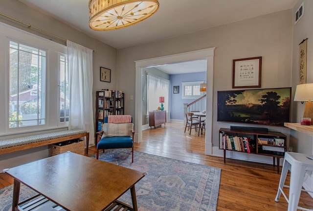 316 W 22nd, Little Rock, AR 72206 - living area with visible vents, baseboards, and wood finished floors