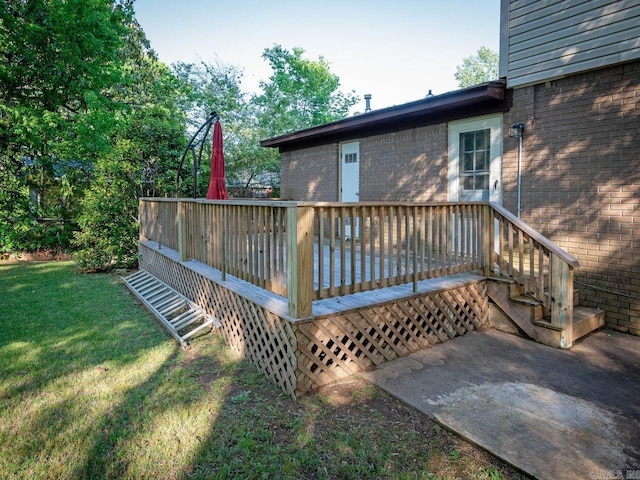 deck featuring a yard
