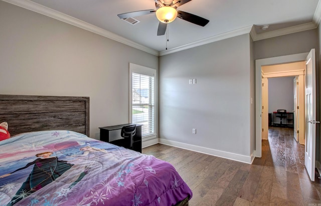 10 Luke Ct, Maumelle, AR 72113 - bedroom with baseboards, ornamental molding, wood finished floors, and visible vents