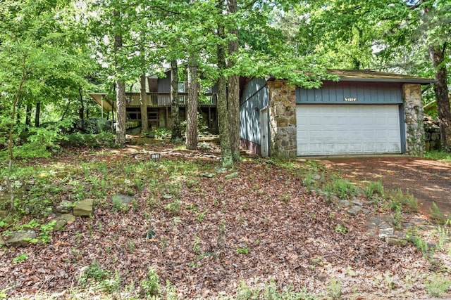 exterior space featuring a garage