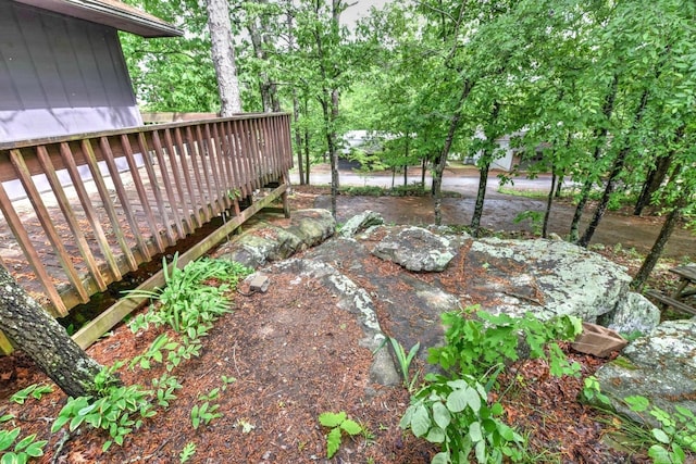 view of yard with a deck