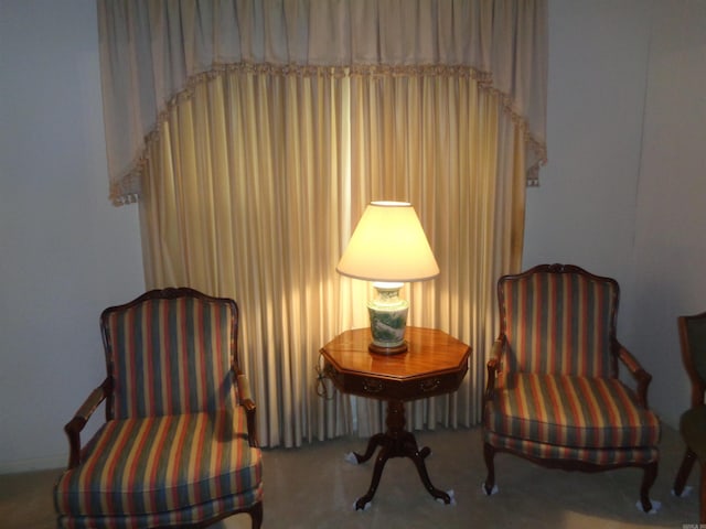 sitting room featuring carpet floors