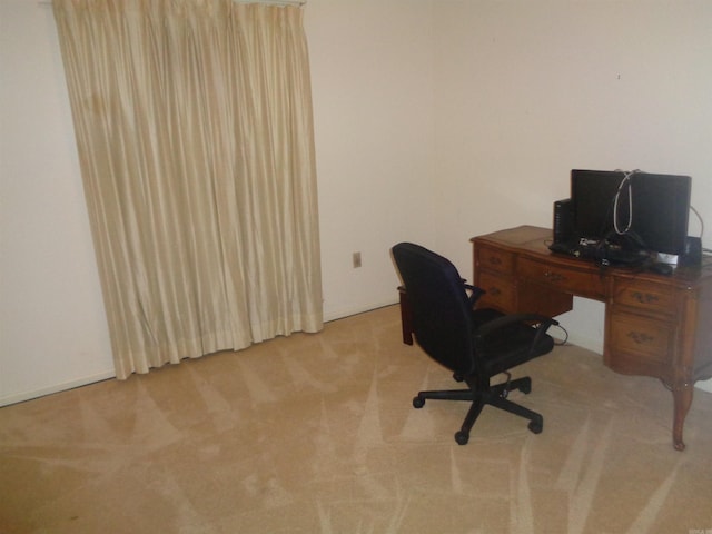 view of carpeted home office