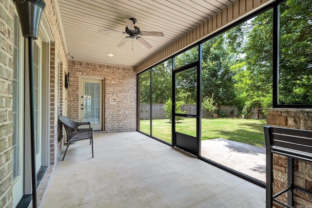 5485 Viney Creek Ln, Jonesboro, AR 72404 - unfurnished sunroom with a ceiling fan