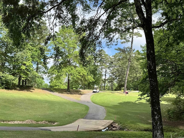 view of property's community featuring a lawn