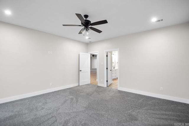 139 Hudson Dr, Sheridan, AR 72150 - unfurnished bedroom with visible vents, light colored carpet, baseboards, ensuite bathroom, and recessed lighting