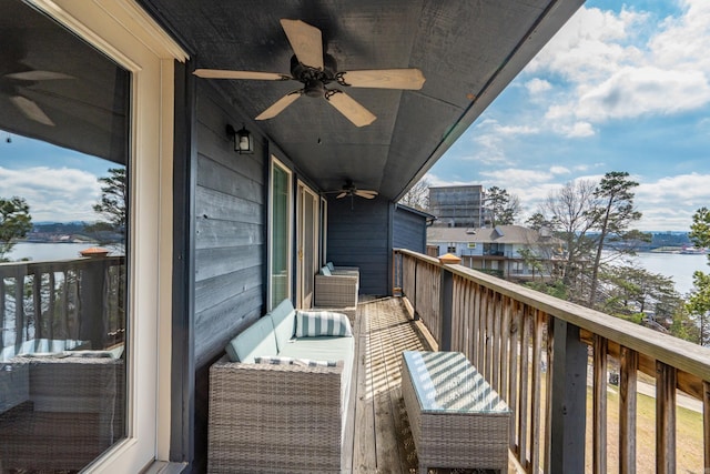 203 Stearns Pt Unit B6, Lake Hamilton, AR 71913 - balcony with a water view and ceiling fan