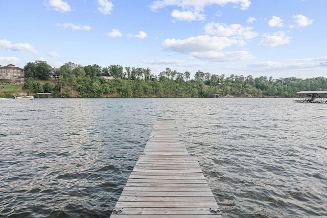 view of dock featuring a water view