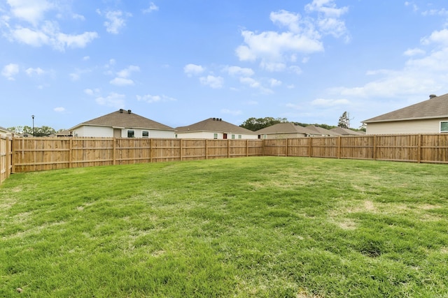view of yard featuring a fenced backyard