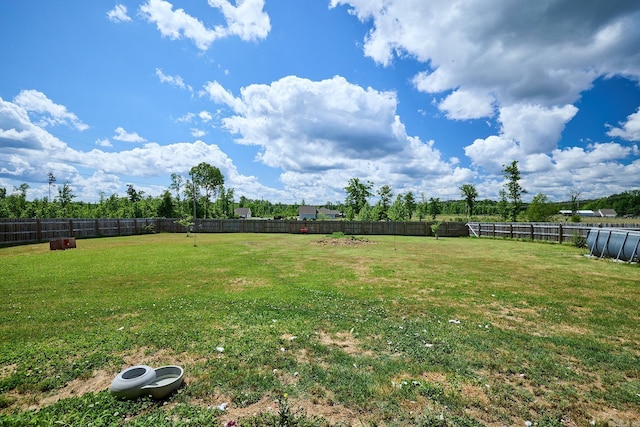 view of yard featuring a fenced backyard