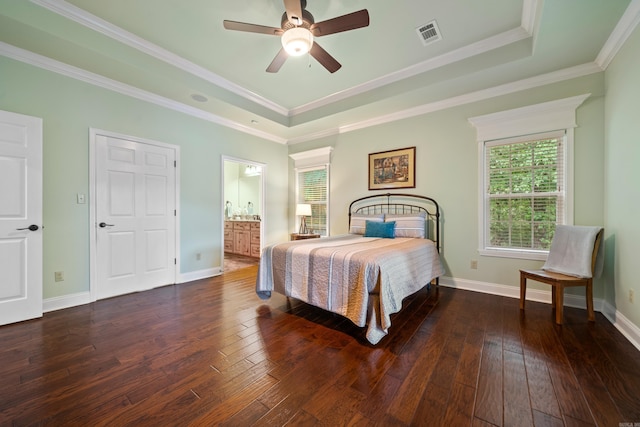 199 Gleneagle Loop, Hot Springs, AR 71913 - bedroom with visible vents, baseboards, a raised ceiling, and hardwood / wood-style floors