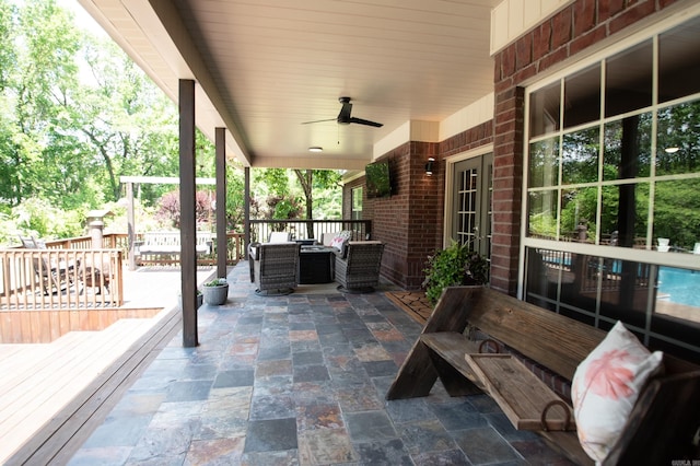102 Cordell Rd, Beebe, AR 72012 - view of patio with an outdoor hangout area and a ceiling fan