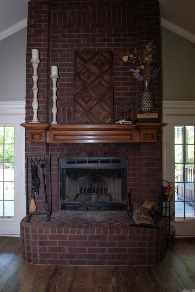 102 Cordell Rd, Beebe, AR 72012 - interior details featuring a brick fireplace and wood finished floors