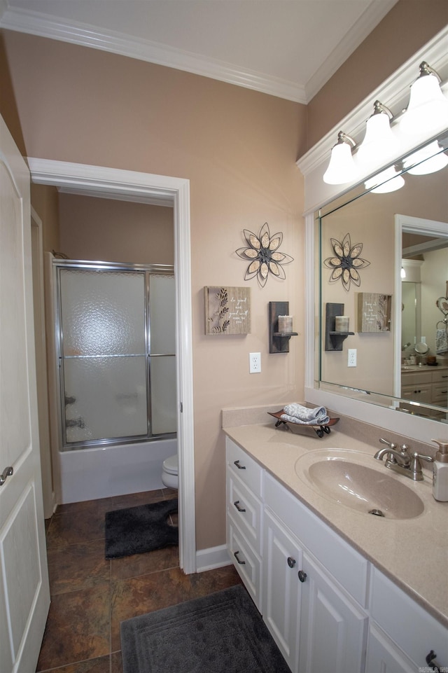 102 Cordell Rd, Beebe, AR 72012 - full bath with crown molding, toilet, enclosed tub / shower combo, and vanity