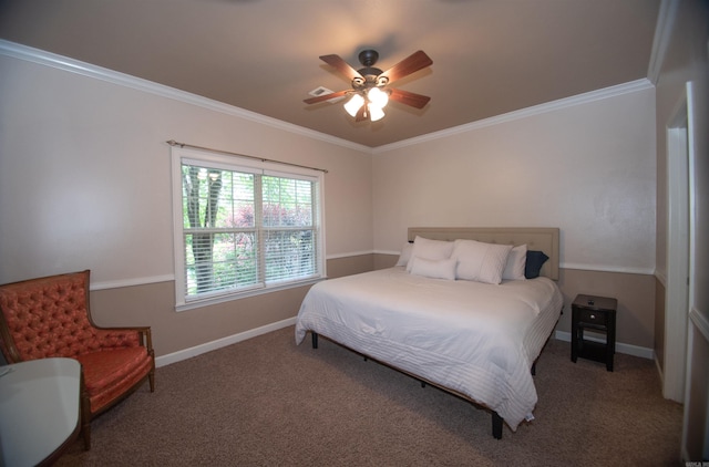 102 Cordell Rd, Beebe, AR 72012 - carpeted bedroom featuring crown molding, baseboards, and a ceiling fan