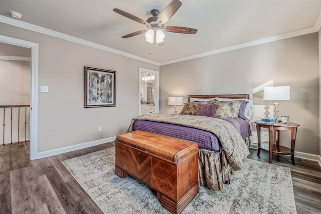 74 Greystone Blvd, Cabot, AR 72023 - bedroom featuring baseboards, ornamental molding, ceiling fan, and wood finished floors