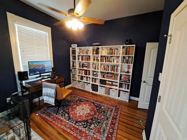 320 E 4th St, Lonoke, AR 72086 - office area with ceiling fan and wood finished floors