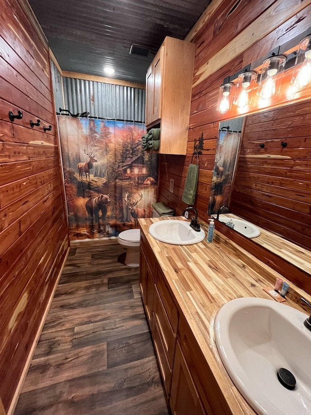 892 Hwy 375 E, Mena, AR 71953 - full bathroom with toilet, wooden walls, and a sink