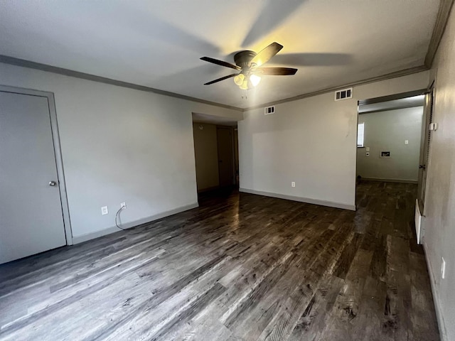 1906 W Matthews Ave, Jonesboro, AR 72401 - spare room featuring ceiling fan, ornamental molding, visible vents, and wood finished floors
