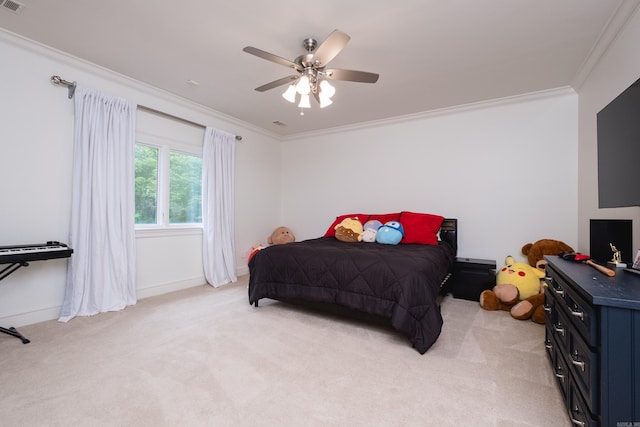 44 Deauville Cir, Little Rock, AR 72223 - bedroom featuring light colored carpet, baseboards, ceiling fan, and ornamental molding