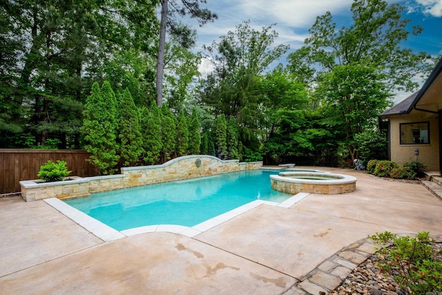 44 Deauville Cir, Little Rock, AR 72223 - view of swimming pool with a patio area, an in ground hot tub, a fenced in pool, and fence