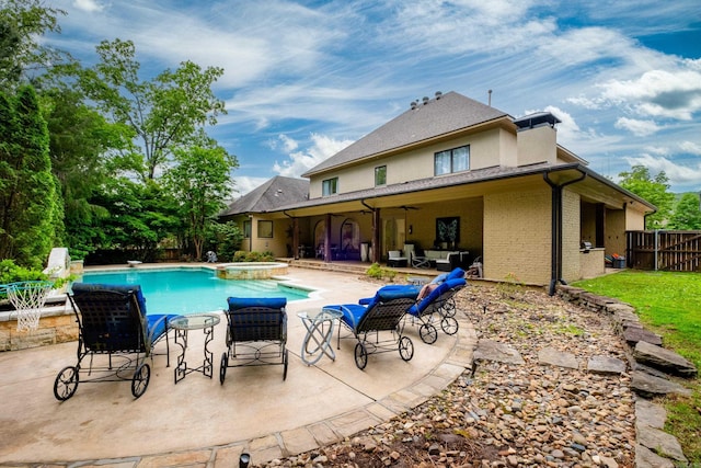 44 Deauville Cir, Little Rock, AR 72223 - view of pool featuring a patio, a pool with connected hot tub, and fence