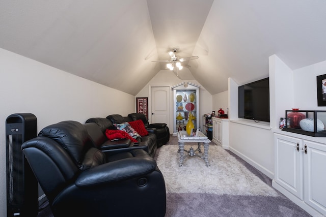 102 Falata Cir, Little Rock, AR 72223 - living area with vaulted ceiling, ceiling fan, and carpet flooring