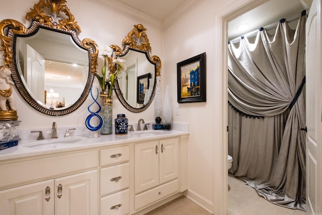 102 Falata Cir, Little Rock, AR 72223 - bathroom featuring a sink, ornamental molding, toilet, and tile patterned floors