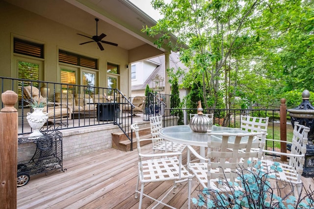 102 Falata Cir, Little Rock, AR 72223 - deck with outdoor dining area and a ceiling fan