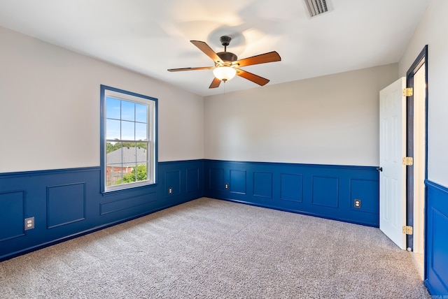 122 Apple Blossom Loop, Maumelle, AR 72113 - unfurnished room featuring wainscoting, ceiling fan, carpet floors, and visible vents