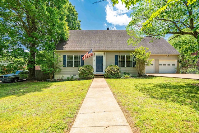 330 Melwood St, Hot Springs National Park, AR 71901 - view of front facade featuring a garage, crawl space, a front lawn, concrete driveway, and a shingled roof
