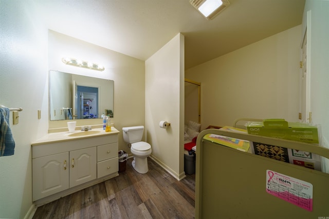 140 Bird Dove Ln, Heber Springs, AR 72543 - full bath with a shower with door, toilet, baseboards, vanity, and wood finished floors