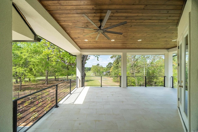 view of patio with ceiling fan