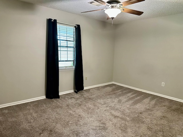 12921 Barth Rd, Alexander, AR 72002 - carpeted empty room featuring a textured ceiling, a ceiling fan, and baseboards