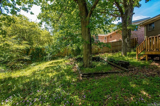 view of yard featuring a fenced backyard