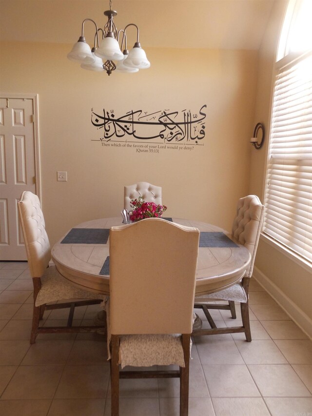 2808 Valley Park, Little Rock, AR 72212 - dining room with a chandelier, baseboards, and light tile patterned floors