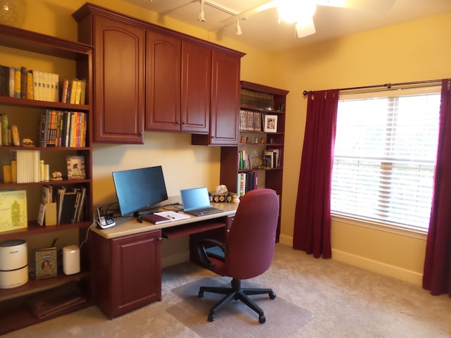 2808 Valley Park, Little Rock, AR 72212 - home office featuring light carpet, baseboards, and a ceiling fan