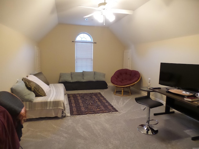 2808 Valley Park, Little Rock, AR 72212 - living room with ceiling fan, lofted ceiling, and carpet flooring