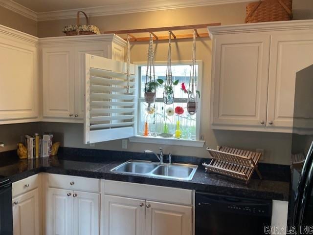 2241 Sage Meadows Cir, Sherwood, AR 72120 - kitchen with white cabinetry, black appliances, and a sink