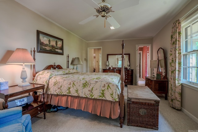 5 Southern Pines Cv, Pine Bluff, AR 71603 - bedroom with baseboards, ornamental molding, ceiling fan, and carpet floors