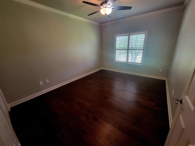 244 Mountain Terrace Cir, Maumelle, AR 72113 - unfurnished room with dark wood-style floors, baseboards, a ceiling fan, and ornamental molding