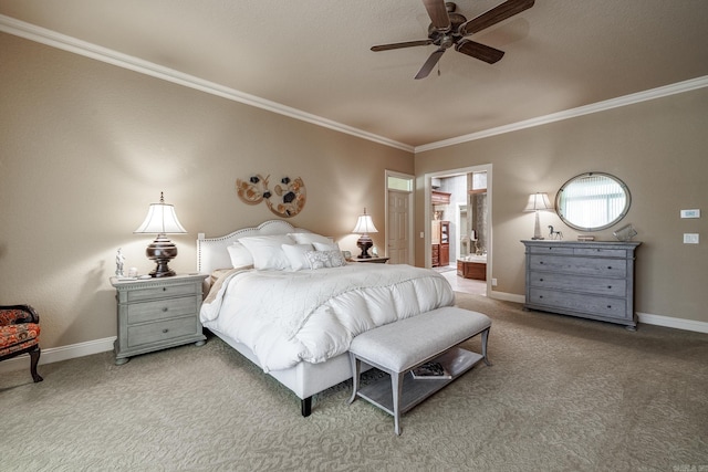 5 Granada Ln, Hot Springs Village, AR 71909 - bedroom with carpet floors, ornamental molding, baseboards, and ensuite bathroom