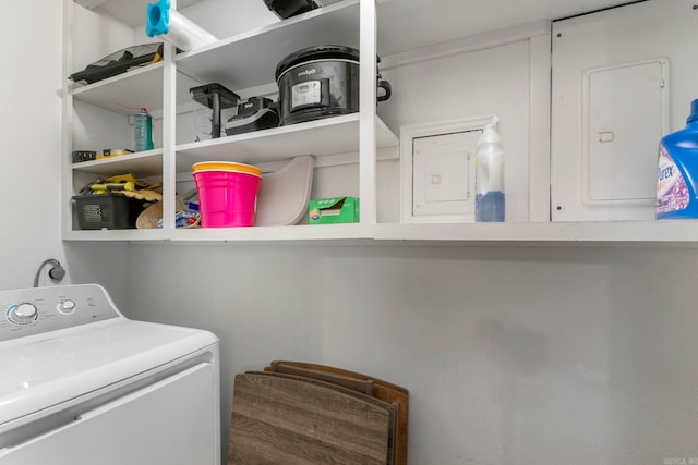 718 Jones St, Sheridan, AR 72150 - clothes washing area featuring washer / dryer and electric panel