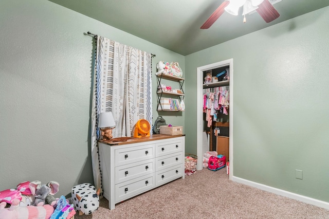 718 Jones St, Sheridan, AR 72150 - rec room with carpet, ceiling fan, and baseboards