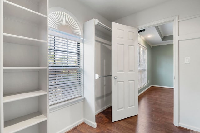 spacious closet with wood finished floors